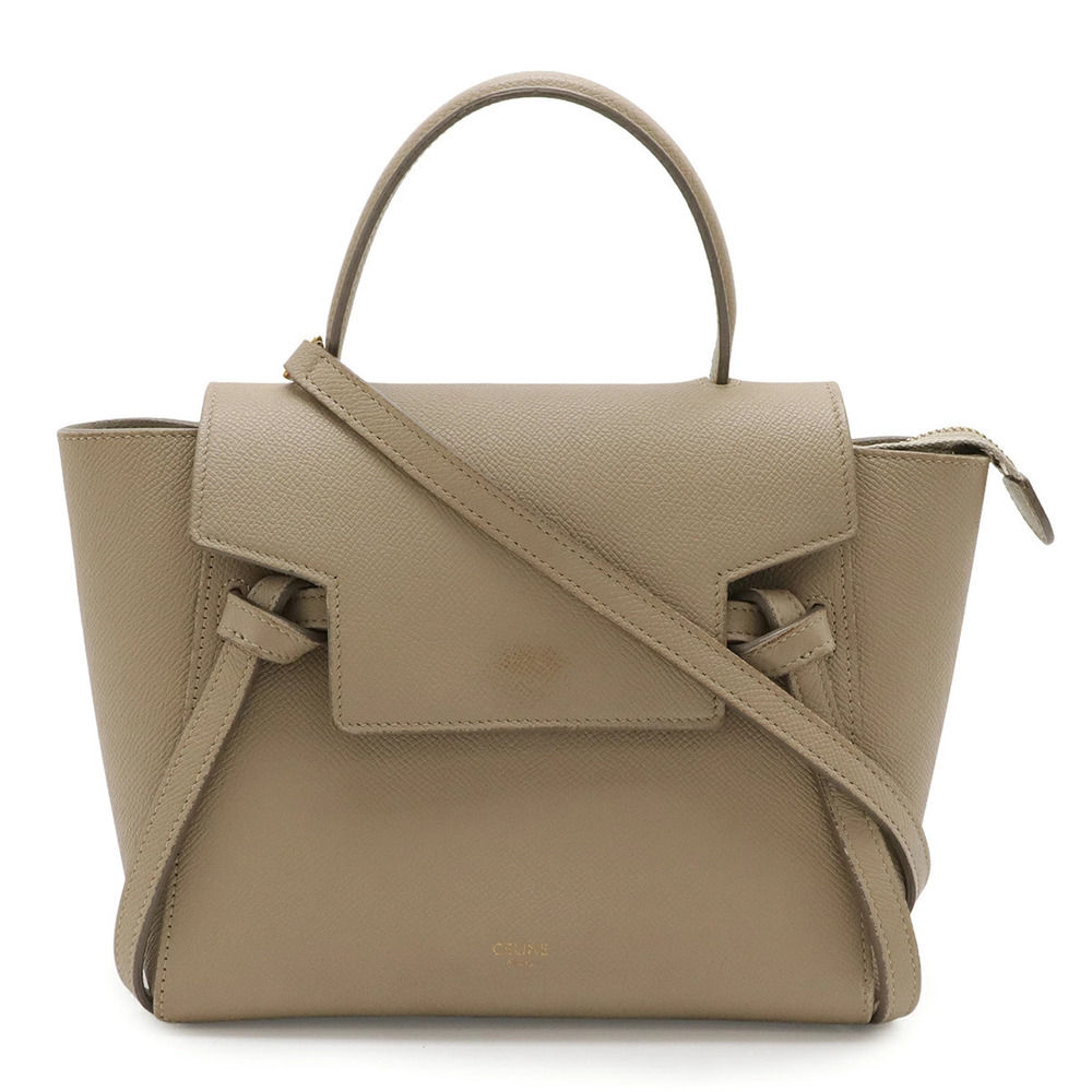 Celine Belt Bag 2way Crossbody Leather Greige Gray